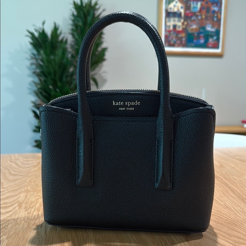 Kate Spade Black Leather Satchel with Minimalist Design